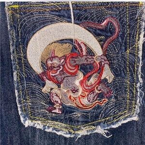 RMC y2k denim shorts. 
Blue Denim Jeans with Yellow Stitching